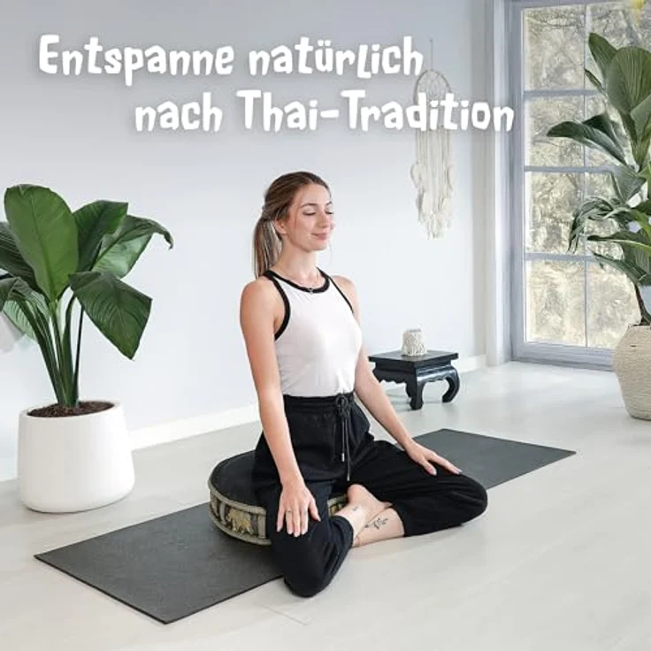 livasia Meditationskissen Zafukissen groß (Deluxe) vegan und handgefertigt, 44x15cm, Kapok – Bild 7