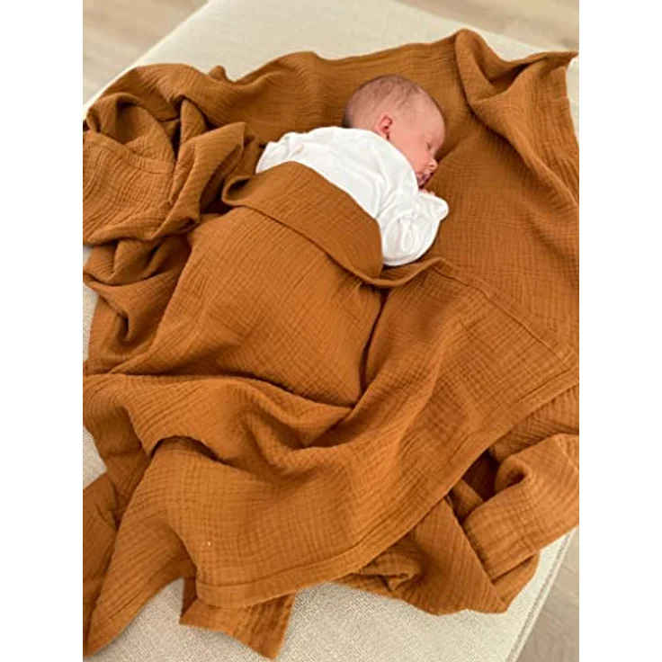 Babydecke Baumwolle MUSSELIN Decke Tuch Sommerdecke 95x95 120x120 150x200 cm, Loolay, Babytragetuch, Strandtuch, Kuscheldecke schützt und spendet Wärme – Bild 8