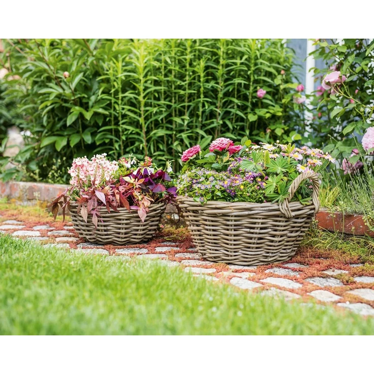 Pflanzschale Rattan groß Pflanzschale Pflanzkorb Blumentopf Pflanztopf Übertopf – Bild 2