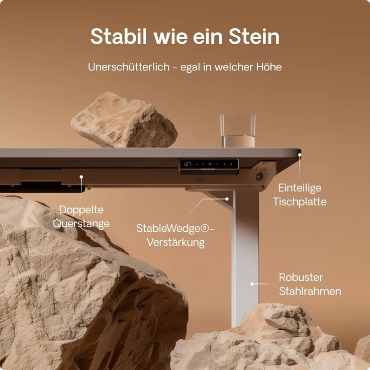 Desktronic HomePro Elektrisch höhenverstellbarer Schreibtisch 120x60cm Weiß/Grau mit Memory-Funktion, Anti-Kollisions Technologie, USB-A und USB-C-Ladeanschlüssen – Bild 4