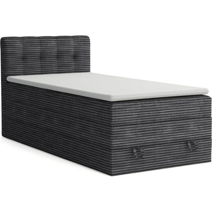 Deine Möbel 24 Boxspringbett JUNG 2 Polsterbett Komplettbett Hotelbett Cord-Stoff inkl. Topper (für Jugendliche Jugendbett Cord Beige Creme Grau Schwarz Anthrazit, 3-St, Bonellfederkernmatratze H3 Taschenfederkernmatratze H4), 90x200 100x200 120 cm Ein...