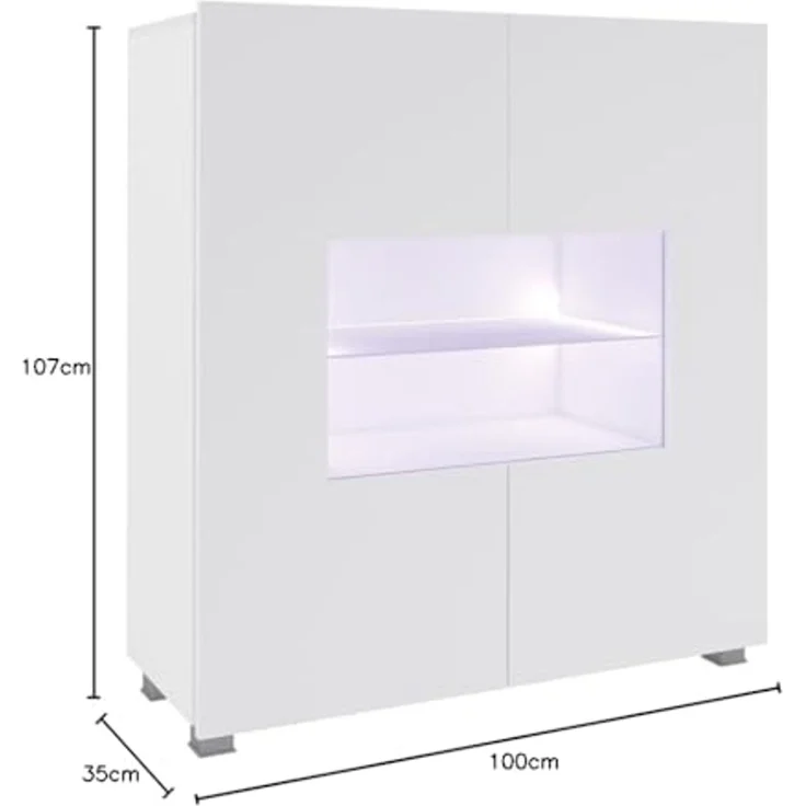Lomadox Highboard CAIRNS-132, in weiß Hochglanz, Modern, grifflos – Bild 3