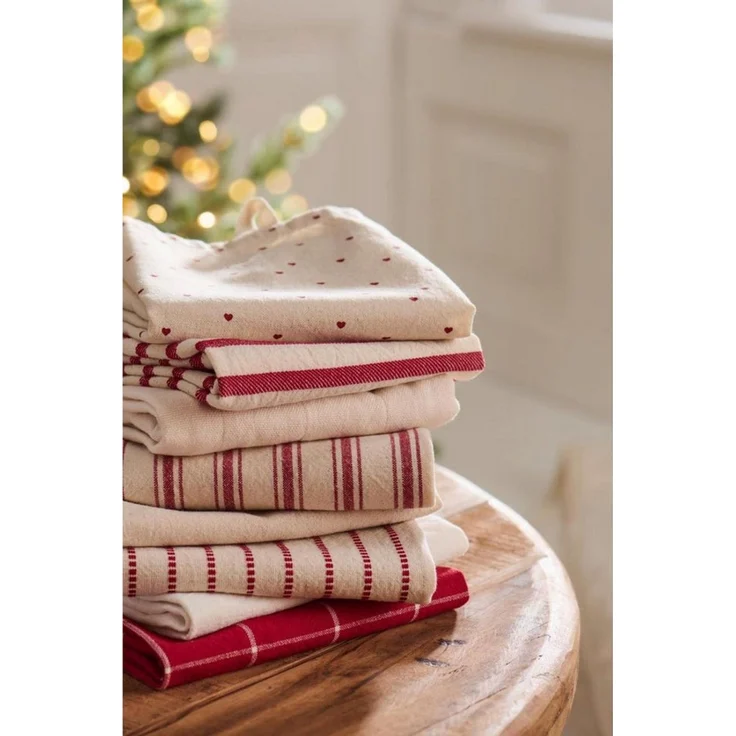 Ib Laursen Geschirrtuch Ib Laursen Geschirrtuch Holly Streifen Rot (50x70cm) – Bild 1