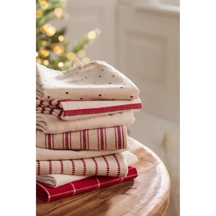 Ib Laursen Geschirrtuch Ib Laursen Geschirrtuch Holly Streifen Rot (50x70cm)