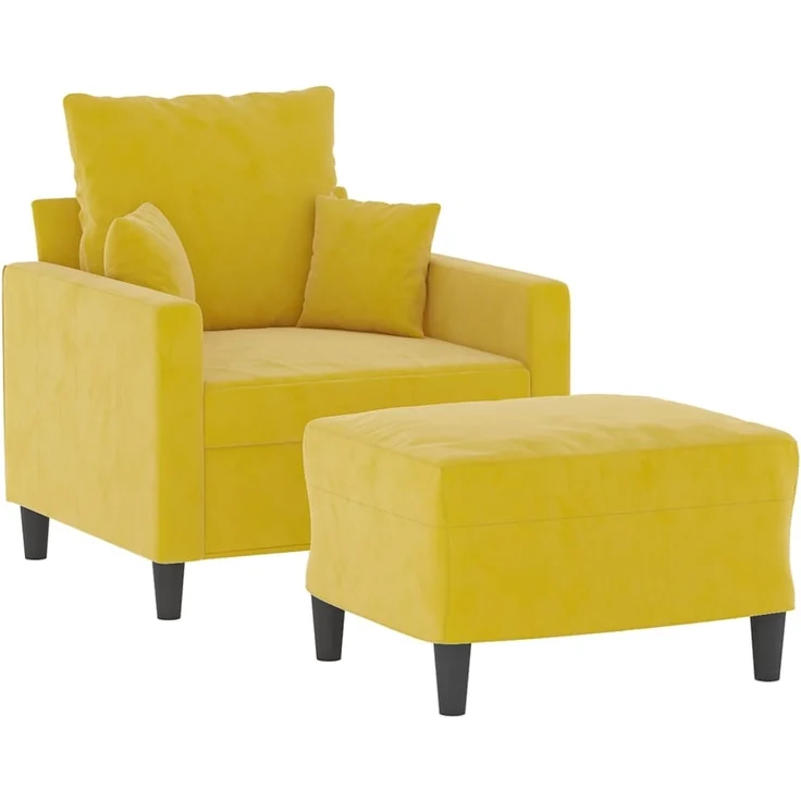 vidaXL Sessel mit Hocker Gelb 60 cm Samt 3201103 – Bild 2