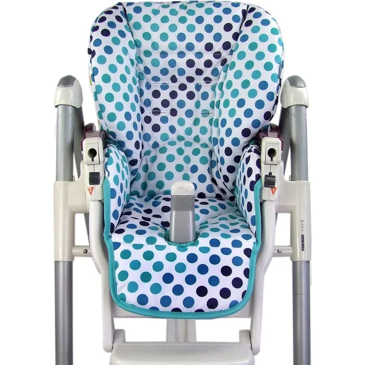BAMBINIWELT Ersatzbezug Sitzkissen Bezug kompatibel mit Peg Perego Prima Pappa-Diner (türkise Punkte)