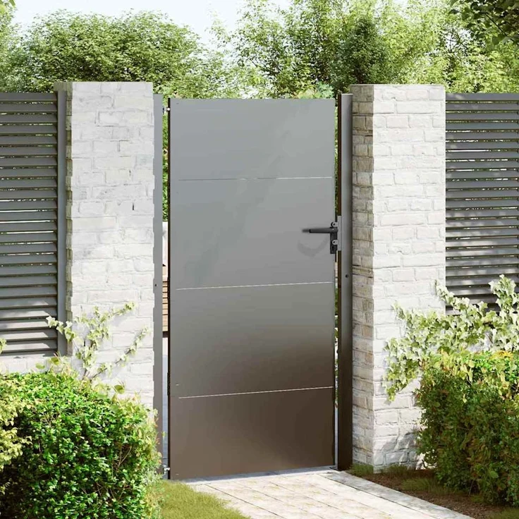 vidaXL Gartentor Schwarz 105 x 205 cm Pulverbeschichteter Stahl 42015908 – Bild 1