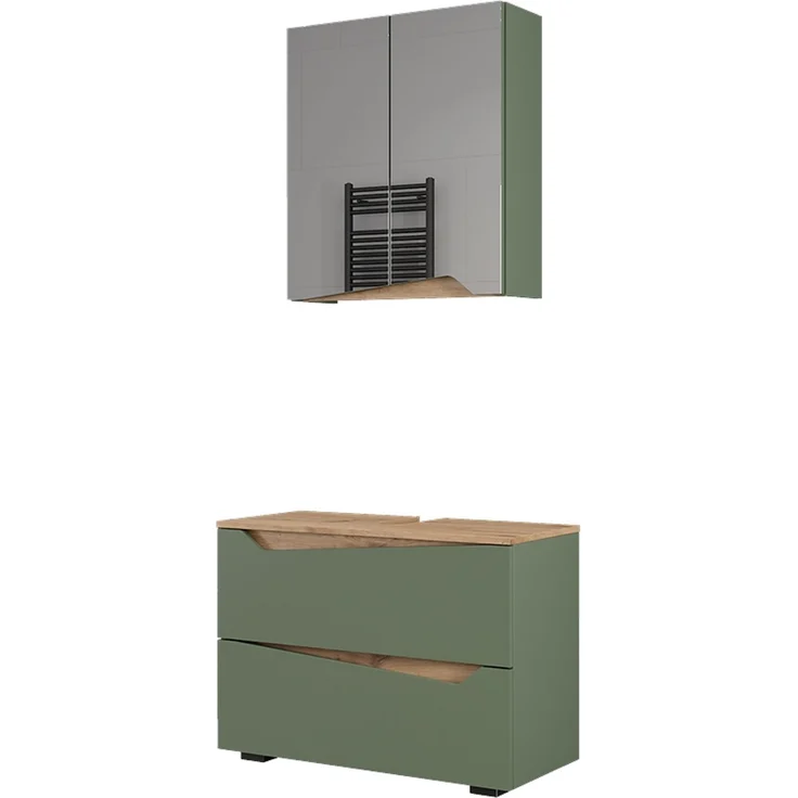 Badmöbel-Set Marelle Grün/Artisan-Eiche 2-teilig Vicco – Bild 1