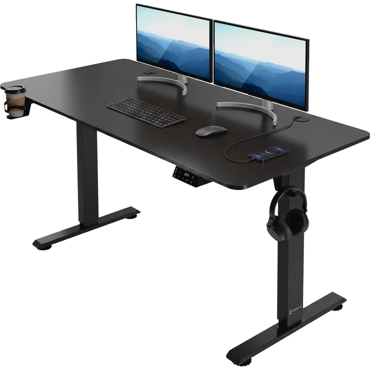 Casaria Elektrisch höhenverstellbarer Schreibtisch, LCD- Display, Spanplatte/Stahlgestell, Weiß, 160x75 cm – Bild 9
