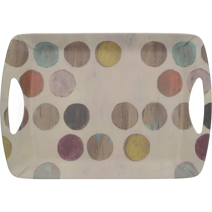 Creative Tops ''Retro Spots'' Großes Melamin-Serviertablett mit dekorativem Aufdruck, 47x33 cm (18,25'' x 13'') - Mehrfarbig