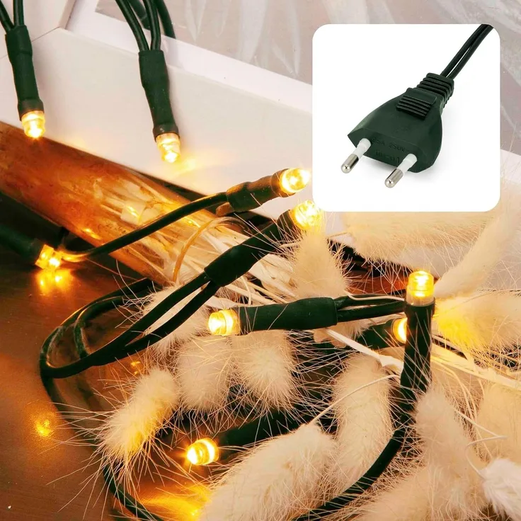 hellum Lichterkette 100 LED, 14,85m Länge, Lichterkette innen, klassisch warmweiß,