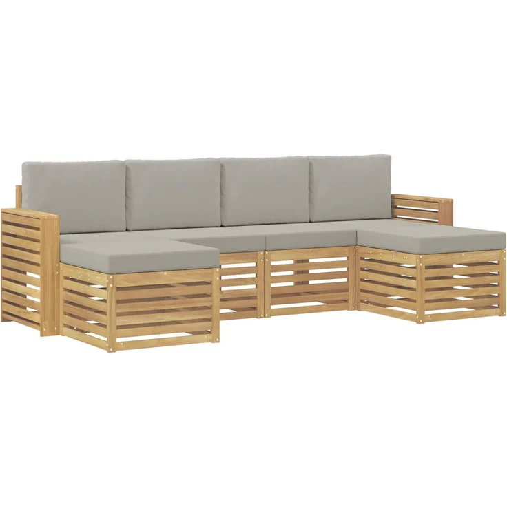 vidaXL Outdoor-Sofagarnitur 6 stk. 6-Sitzer Weiß und Hellgrau 3392281 – Bild 2