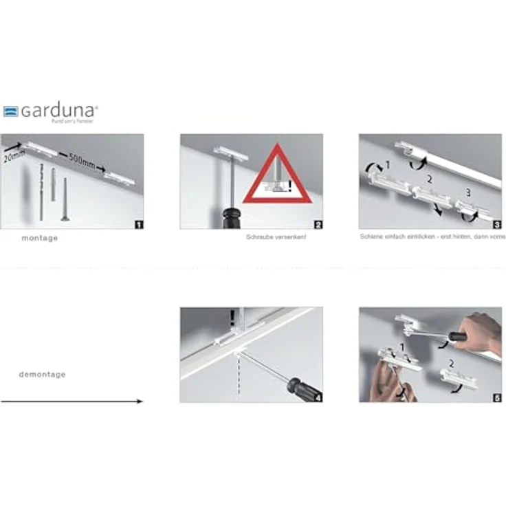 Garduna Gardinenschiene halbrunde Schleuderschiene, 1-läufig, Aluminium – Bild 8