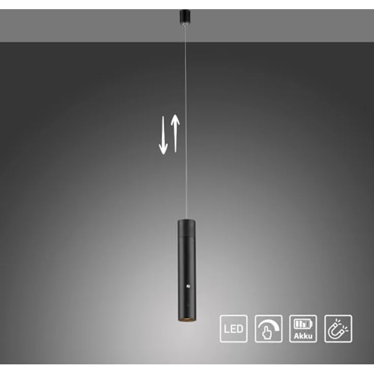 Just Light ATTACH, Pendelleuchte, LED Akku-Pendelleuchte in Weiß, mit USB Ladefunktion, 300 lm, Touchdimmer, 3 Helligkeitsstufen – Bild 9
