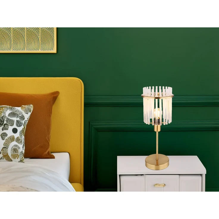 Tischleuchte, Metall, Gold, Glasstäbe, E14, H 37,5 cm – Bild 5