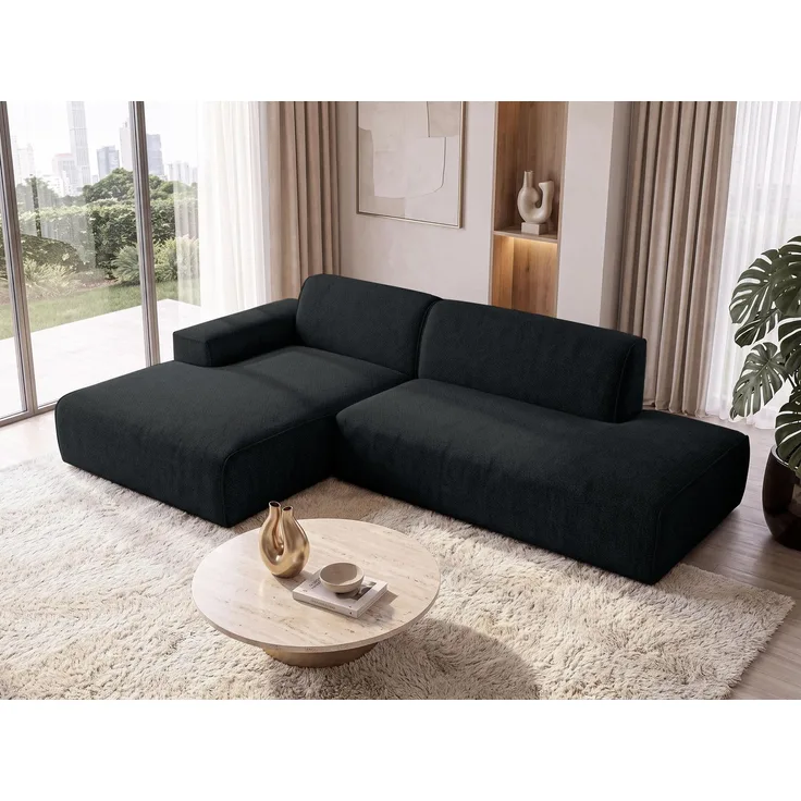 AX LIVING Ecksofa Modern Didim Duo 284 cm Dunkelgrau Chenille Sofa L