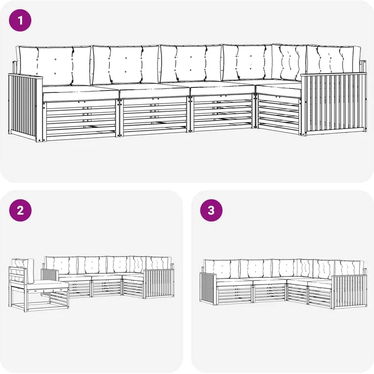 vidaXL Outdoor-Sofagarnitur 5 pcs Weiß und Creme 327 x 168,5 x 73 cm 3390480 – Bild 7
