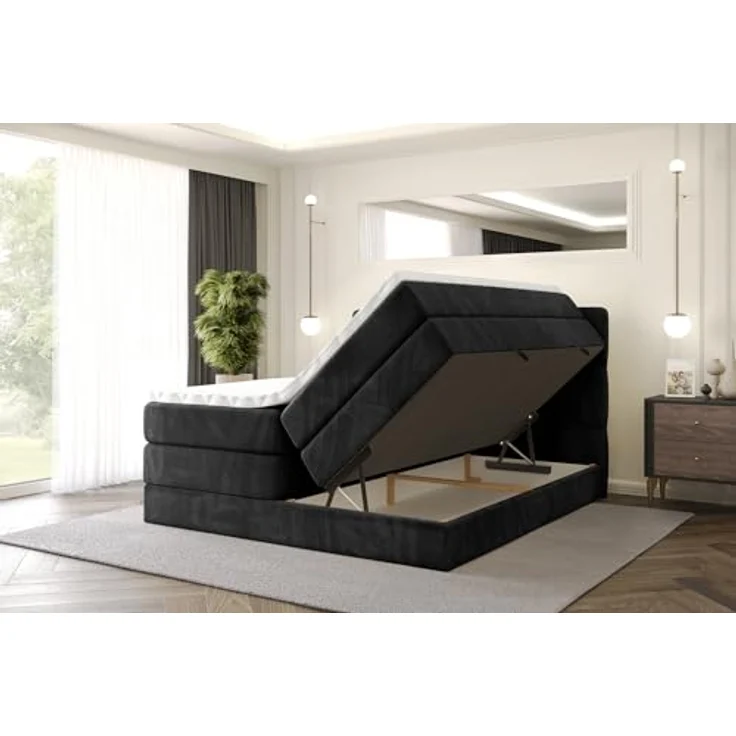 ALTDECOR Boxspringbett LIRO KING (Multipocket-Matratze H4, H3 Matratze Bonellfederung, Topper, Kopfteil) – Bild 5