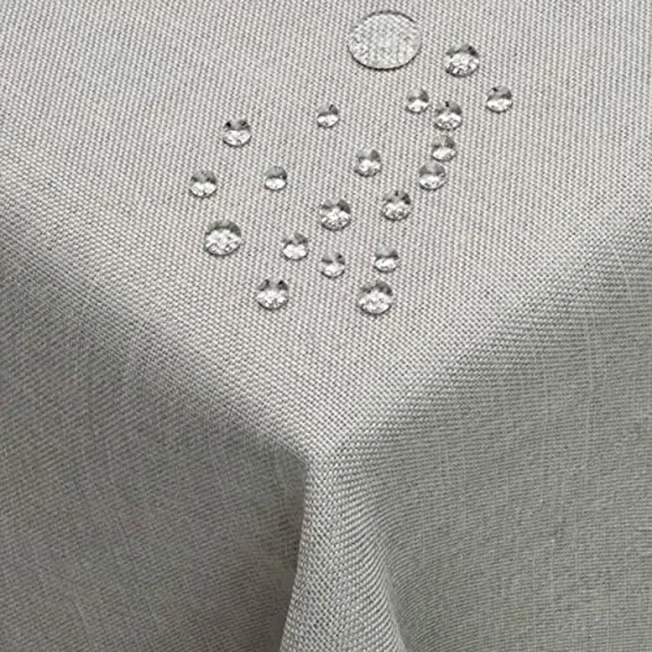 DecoHomeTextil Leinen Optik Tischdecke, Rechteckig 130x280 cm Hellgrau, wasserabweisend, fleckenabweisend, abwaschbar, Lotuseffekt, bügelfrei