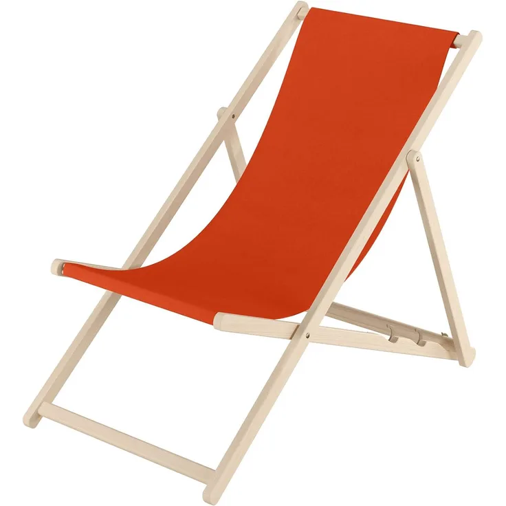 Holz-Liegestuhl Stofffarbe terracotta V-10-309N