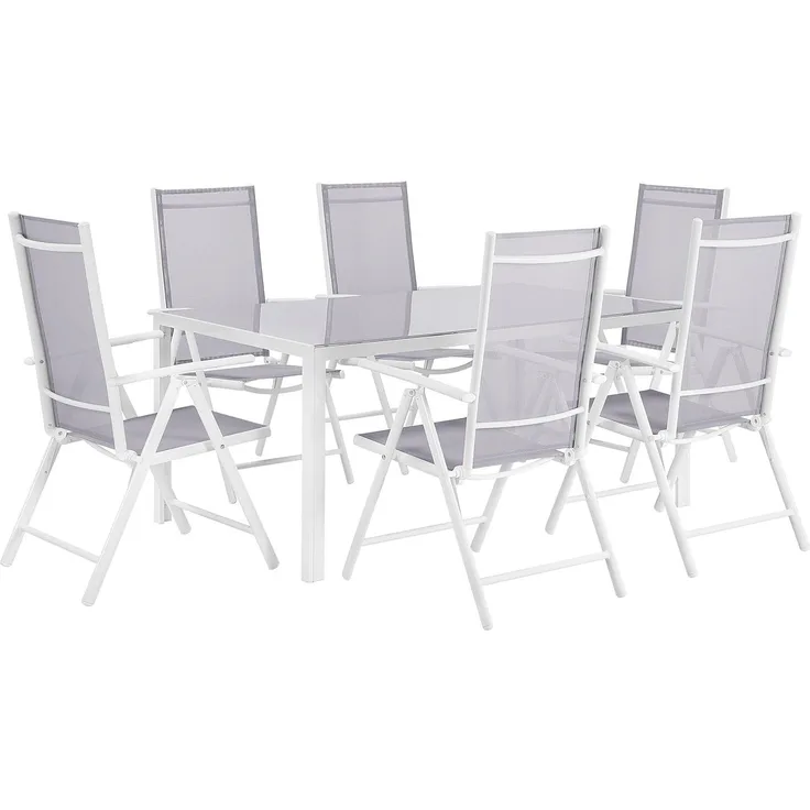 Gartentisch Set CATANIA Metall 160x91x71 cm Grau