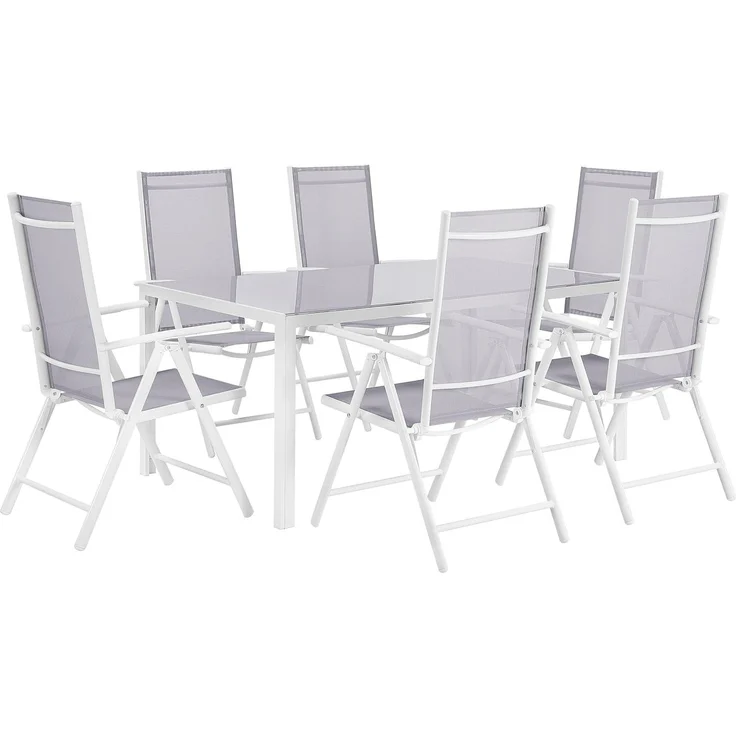 Gartentisch Set CATANIA Metall 160x91x71 cm Grau – Bild 1