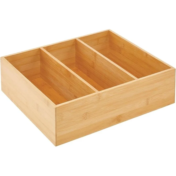 mDesign Teebox Organizer Holzkiste Gewürzkiste Aufbewahrungsbox 3 Fächer Bambus – Bild 1