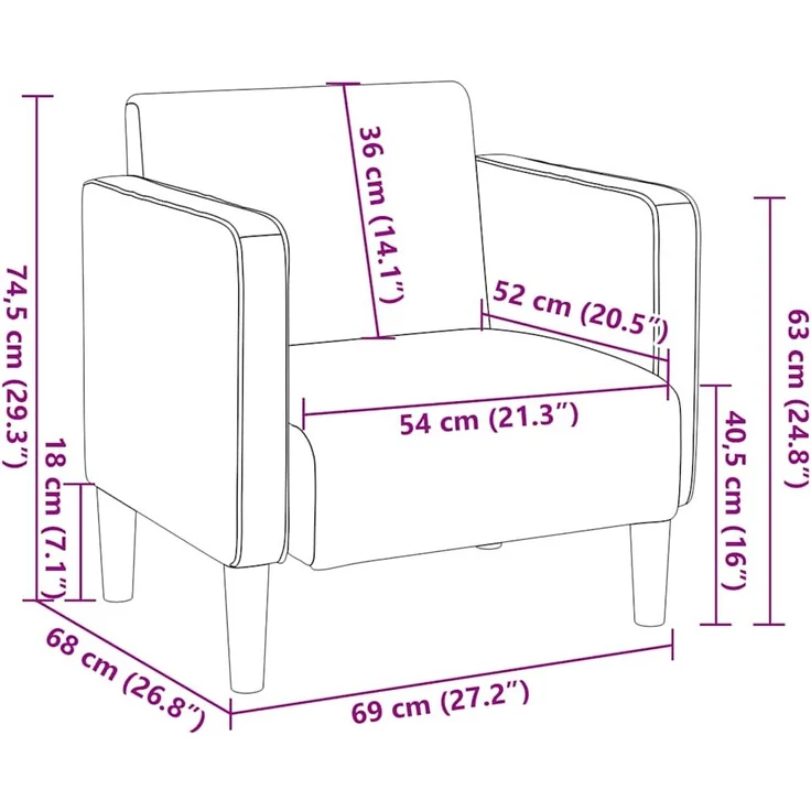 vidaXL Sessel mit Armlehnen Dunkelgrün 54 cm Cordstoff 4100520 – Bild 7