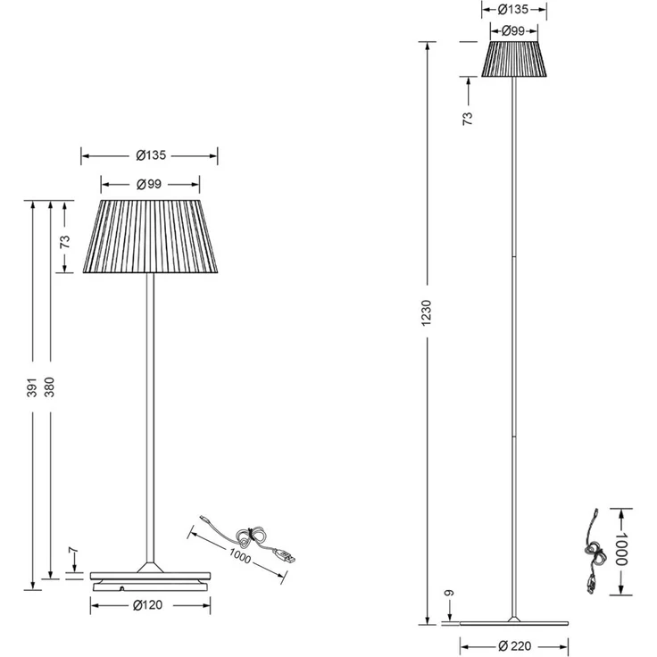 SET: Kleine Akku Stehlampe 123cm & Tischlampe 39cm für Outdoor kabellos Grün – Bild 11
