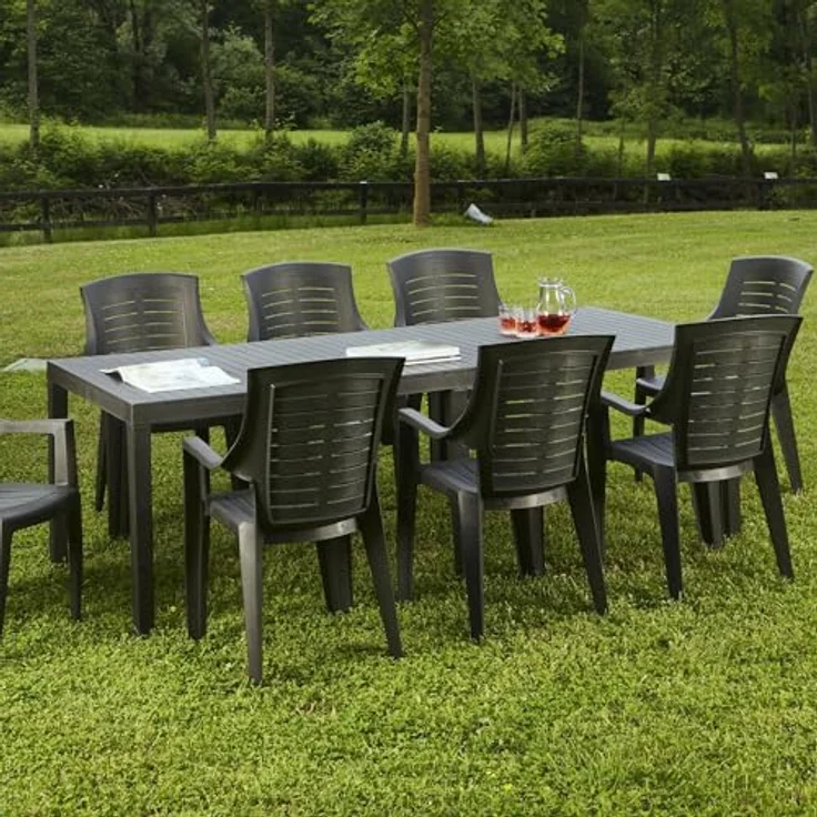 Dmora - Tisch für den Außenbereich, rechteckig, ausziehbar, Gartentisch, 100 % Made in Italy, 150x90 cm, Anthrazit – Bild 2
