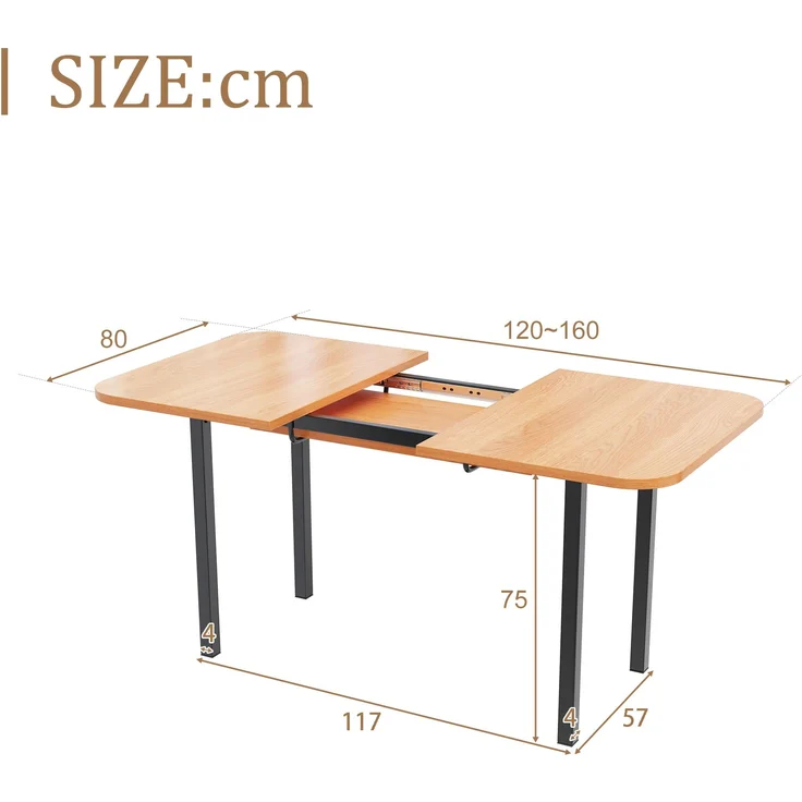 Ausziehbarer Esstisch 120/160x80x75 cm, American White Oak Optik – Bild 10