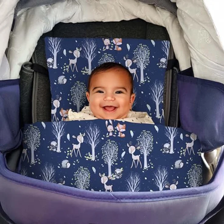Amilian Babybettwäsche Kinderwagenset - 2tlg. Kinderbettwäsche - 80x80cm + 35x40cm, 100% Baumwolle, 2 teilig, Bettwäscheset für Kinderwagen, Wiege, Babybett - Baby Bettwäsche – Bild 4