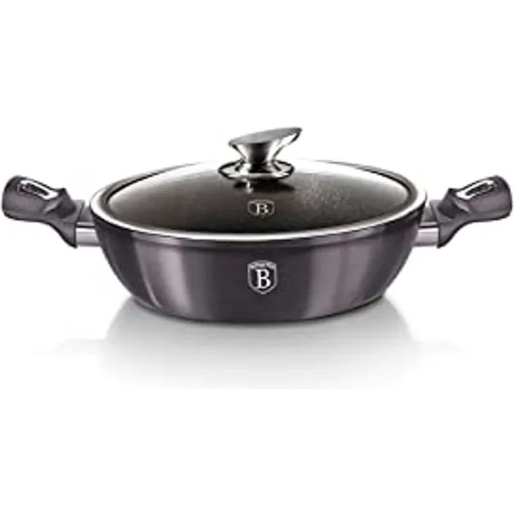 Berlinger Haus Berlinger Haus niedriger Topf mit Granitbeschichtung 3,8l 28cm Metallic Line Carbon Pro BH6898