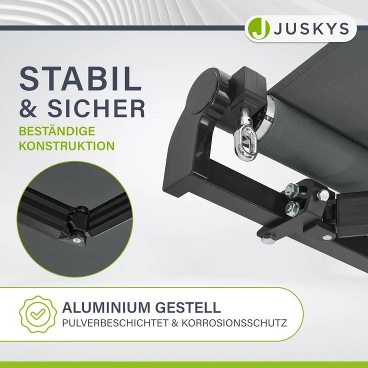 Juskys Markise - Gelenkarmmarkise mit Kurbel & Halterung, Grau, 350x300 cm – Bild 5