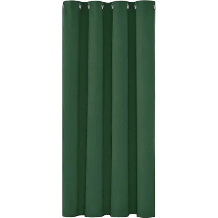 Deconovo Blickdichter Kurzer Vorhang Hitzeschutz Thermovorhänge Waldgrün | 1 Stück, H138 x B132 cm, Ösenschal Gardinen, Abdunkelnd, Sichtschutz, UV-Schutz, Kälteschutz und Hitzeschutz Blackout Curtain