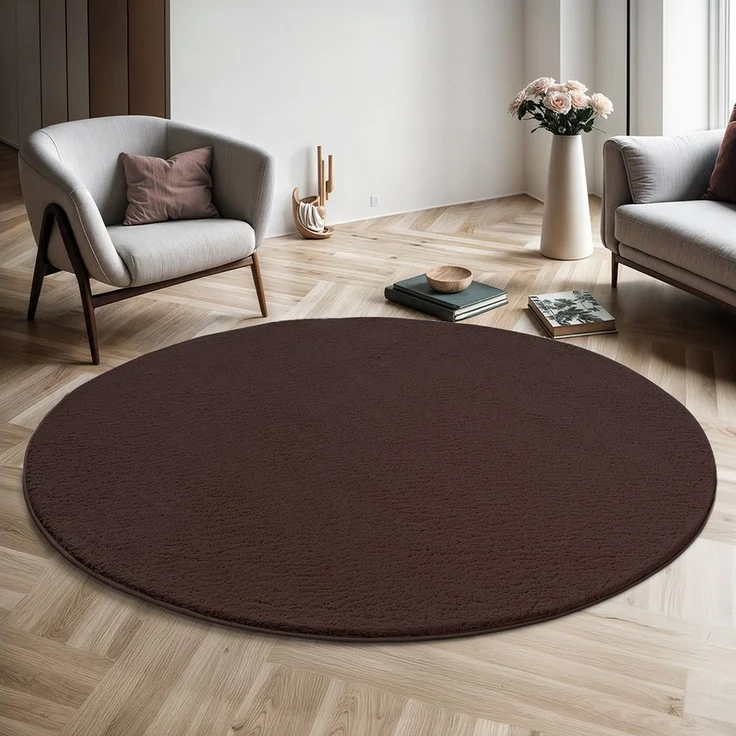 the carpet Teppich Relax round, rund, Höhe: 16 mm, waschbarer Wohnzimmer Teppich modern rutschfest – Bild 3