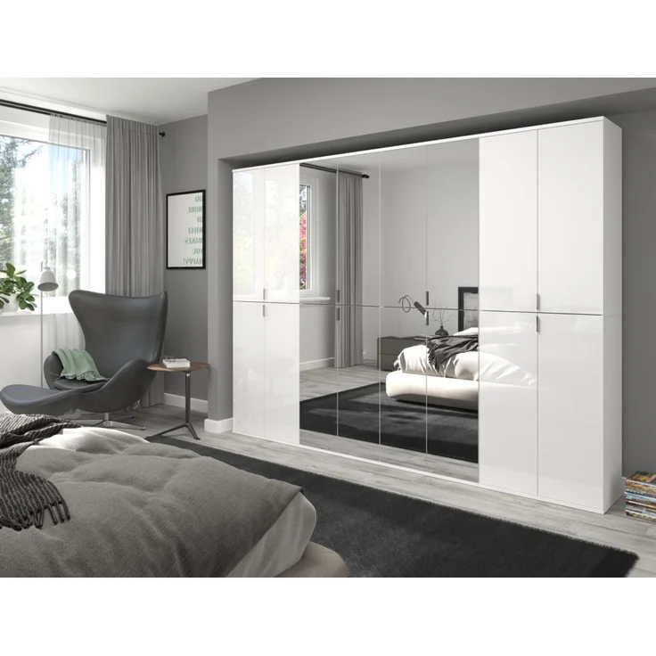 Stauraumschrank mit Spiegel SystemX in weiß 30 x 193 cm – Bild 5