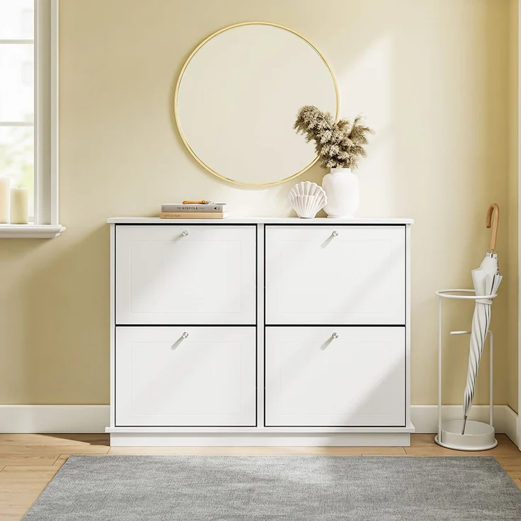 SoBuy FSR216-W Schuhschrank, MDF, Lackiert, Weiß, 105 x 78 x 18 cm – Bild 6