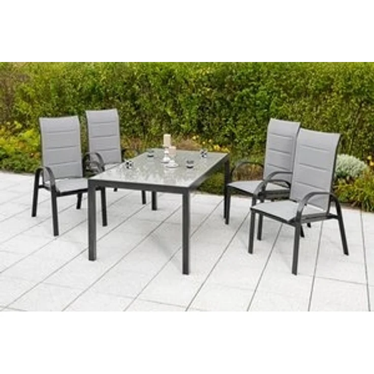 MERXX Garten-Essgruppe Marini, (5-tlg), 4 Klappsessel mit Gartentisch – Bild 4