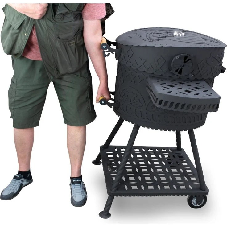 Holzkohlegrill Drakkar mit Gussrost Ø 54,5 cm – Robuster Rundgrill im Wiking-Stil – Bild 4