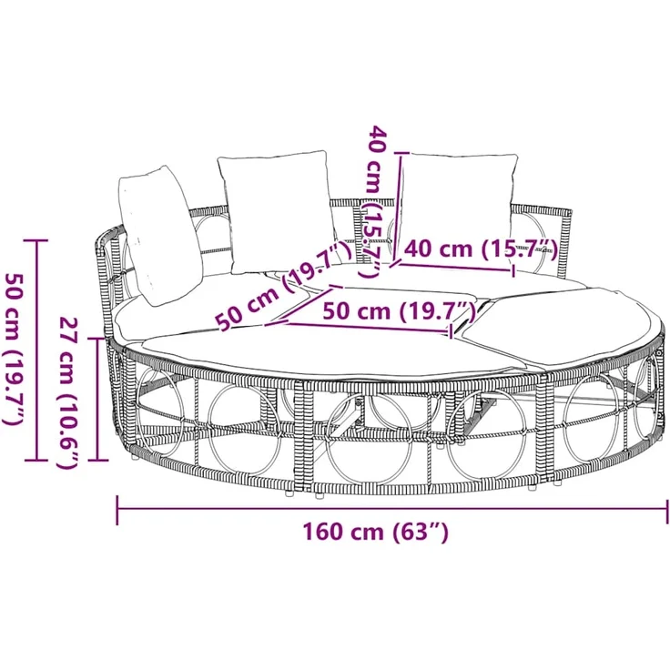 vidaXL Outdoor-Loungebett ohne Dach Schwarz Poly Rattan 4108236 – Bild 10