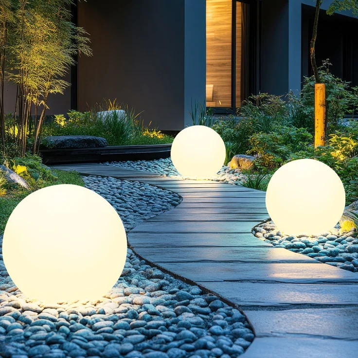 Stecklampe, Kugel Design, weiß Durchmesser 30 cm, TOULA – Bild 3