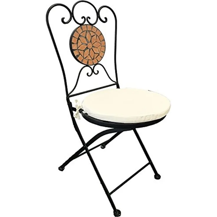 Mosaik Klappstuhl Gartenstuhl Bistrostuhl Terrakotta mit Polster