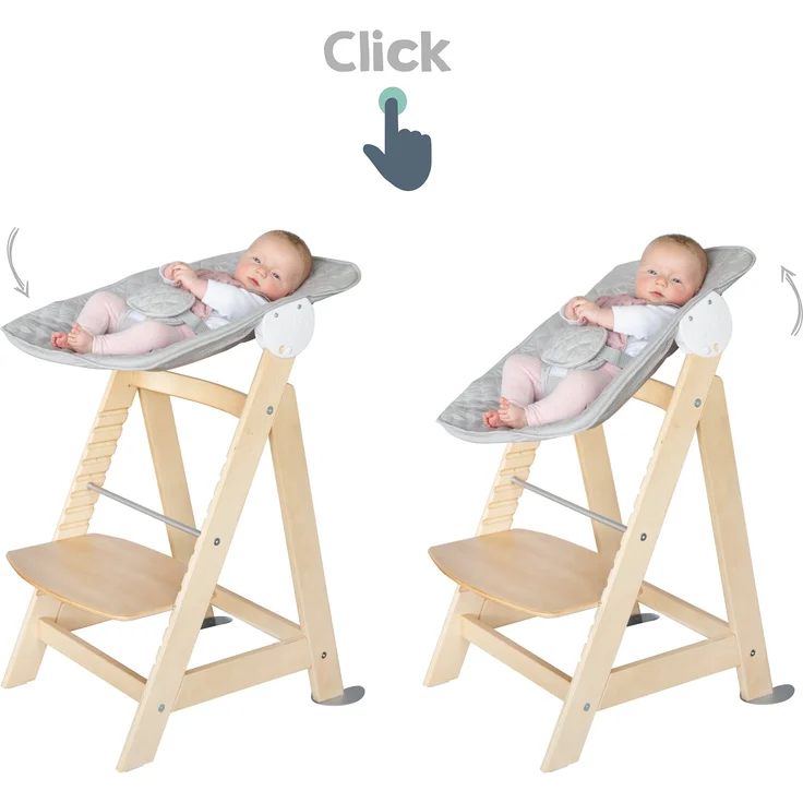 roba Treppenhochstuhl 'Born Up' - Set 2 in 1 - 'roba Style' grau - mit Liegefunktion - ab Geburt - Natur – Bild 6