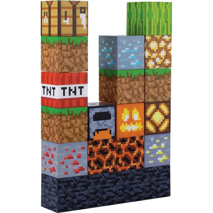 Minecraft Baustein-Lampe - Offiziell lizenziertes Merchandise, Baustein-Nachtlicht, Geschenk für Jungs, Gaming-Zimmerzubehör & Dekoration – Bild 1