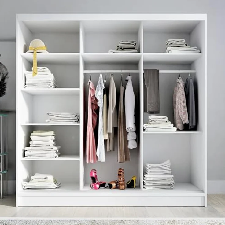 A&J MöbelLand GmbH Schiebetürenschrank KARO 1 2-türiger Kleiderschrank mit Spiegel und Kleiderstangen (TOP ANGEBOT! Geräumiger Schrank mit einer Breite von 200 cm und Spiegel, ideal zur Aufbewahrung von Kleidung und Accessoires. Viel Stauraum, TOP PROD... – Bild 3