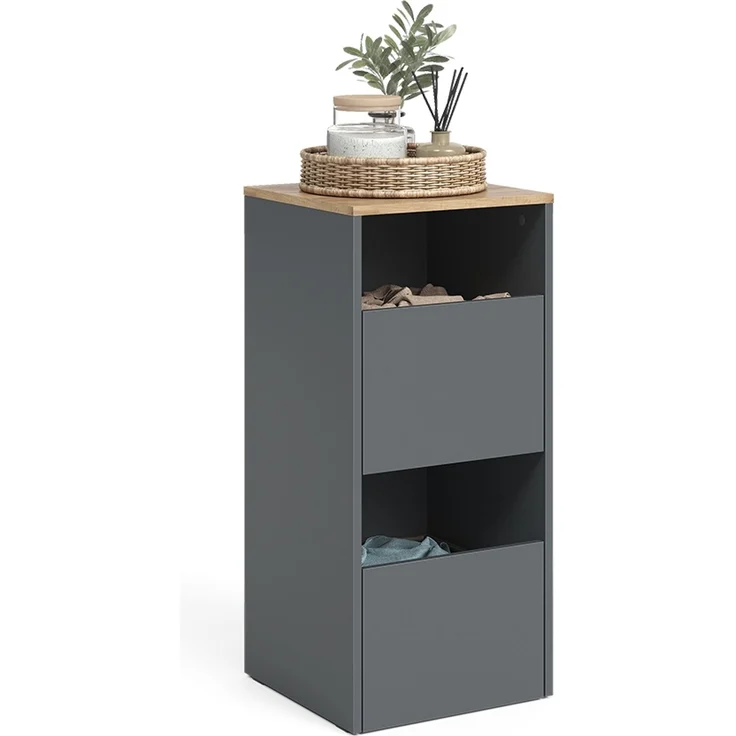 Wäscheschrank Viktor Anthrazit/Goldkraft Eiche 40.2 x 88.2 cm mit 2 Türen Vicco – Bild 5