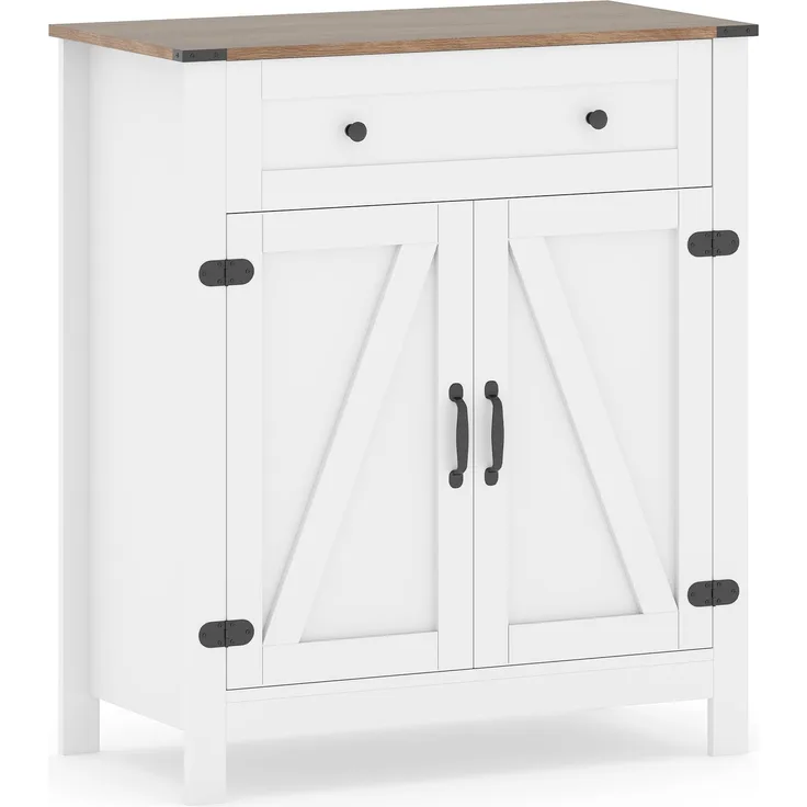Landhaus-Sideboard mit Türen & Schublade & verstellbarem Regal Buffetschrank Küchenschrank