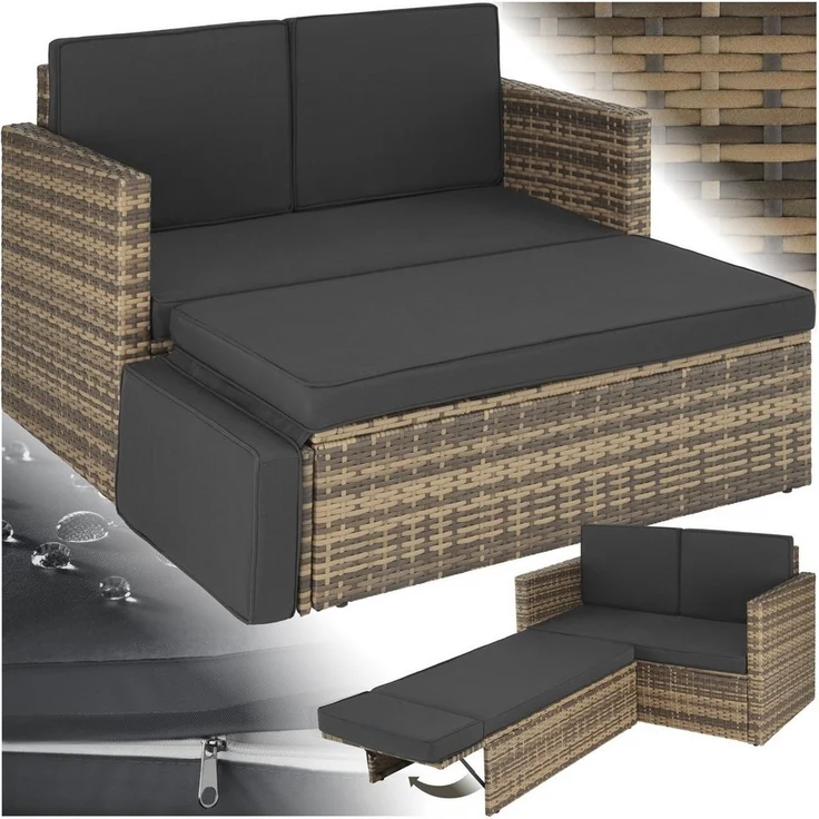 tectake Loungeset Rattan Lounge, (Set, 2-tlg), 2-Sitzer – Bild 1