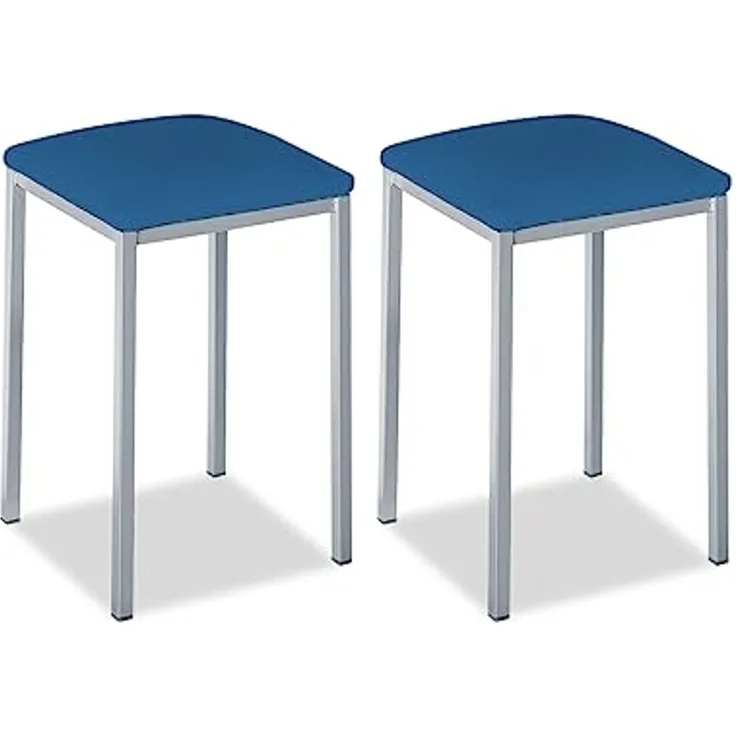 ASTIMESA - Gepolsterter Küchenhocker - Solide und Feste Struktur - Gestell Farbe Aluminium und Sitzfläche aus Kunstleder - Sitzfarbe: Blau, Lieferumfang: 2 Stück, Maße: 35 x 35 x 45 cm